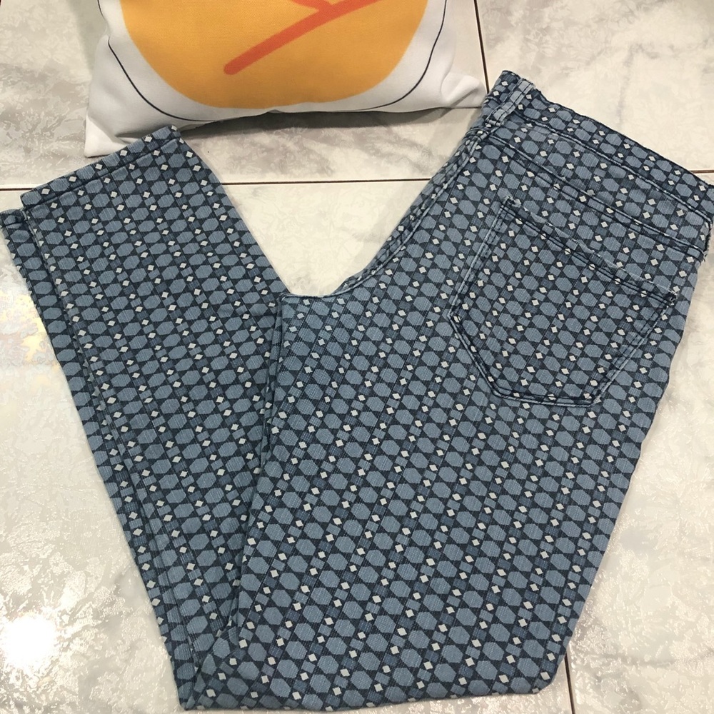 JOE FRESH Denim Jeans Geo Print Blue White Size 4 - Picture 2 of 7